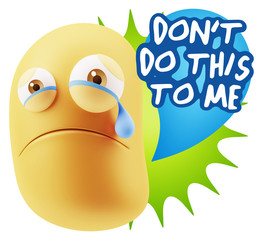 3d Illustration Sad Character Emoji Expression saying Don't do t