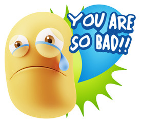 3d Illustration Sad Character Emoji Expression saying You are so