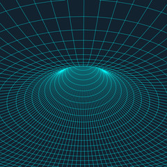 Wireframe torus with connected lines and dots . Mesh polygonal element. Vector Illustration EPS10.