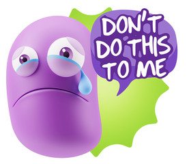 3d Illustration Sad Character Emoji Expression saying Don't do t