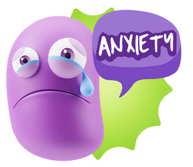 3d Illustration Sad Character Emoji Expression saying Anxiety wi