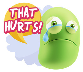 3d Illustration Sad Character Emoji Expression saying That Hurts