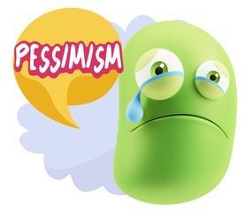 3d Illustration Sad Character Emoji Expression saying Pessimisti