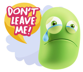 3d Illustration Sad Character Emoji Expression saying Don't Leav