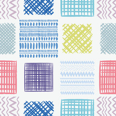 Abstract grunge squares vector seamless pattern. Tribal texture - 120507933