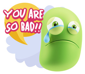 3d Illustration Sad Character Emoji Expression saying You are so