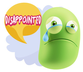 3d Illustration Sad Character Emoji Expression saying Disappoint