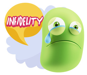 3d Illustration Sad Character Emoji Expression saying Infidelity