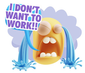 3d Illustration Sad Character Emoji Expression saying I Don't Wa