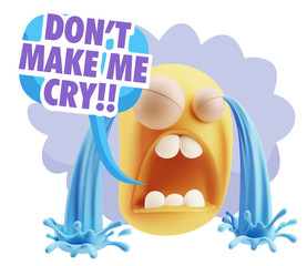 3d Illustration Sad Character Emoji Expression saying Don't Make