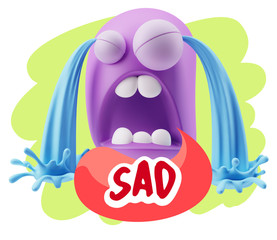 3d Illustration Sad Character Emoji Expression saying Sad with C