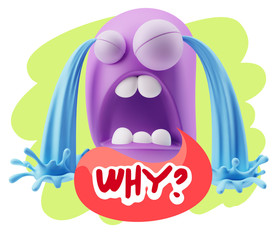 Obraz premium 3d Illustration Sad Character Emoji Expression saying Why? with