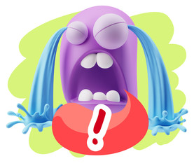 3d Illustration Sad Character Emoji Expression saying Exclamatio