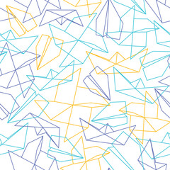 Line seamless pattern with origami paper forms. Vector background