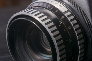 Detail of old analog photo camera