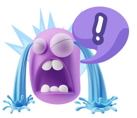 3d Illustration Sad Character Emoji Expression saying Exclamatio