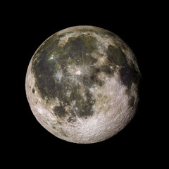 Moon Solar system planet on black background 3d rendering. Elements of this image furnished by NASA