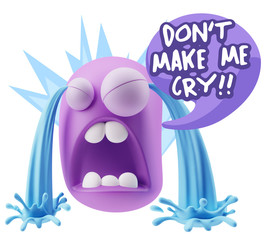 3d Illustration Sad Character Emoji Expression saying Don't Make