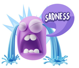 3d Illustration Sad Character Emoji Expression saying Sadness wi