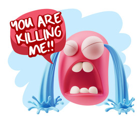 3d Illustration Sad Character Emoji Expression saying You are Ki