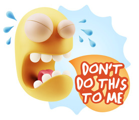 3d Illustration Sad Character Emoji Expression saying Don't do t
