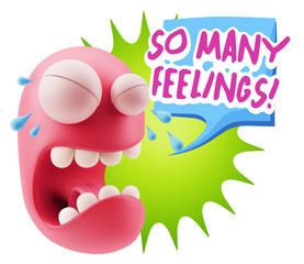 3d Illustration Sad Character Emoji Expression saying So Many Fe