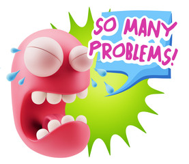 3d Illustration Sad Character Emoji Expression saying So Many Pr
