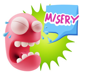 3d Illustration Sad Character Emoji Expression saying misery wit