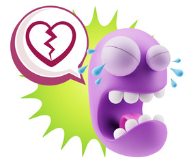 3d Illustration Sad Character Emoji Expression saying Broken Hea