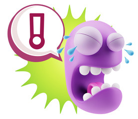 3d Illustration Sad Character Emoji Expression saying Exclamatio