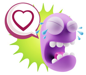 3d Illustration Sad Character Emoji Expression saying Heart Shap