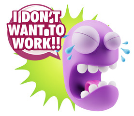 3d Illustration Sad Character Emoji Expression saying I Don't Wa