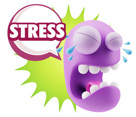 3d Illustration Sad Character Emoji Expression saying Stress wit