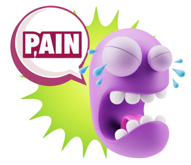 3d Illustration Sad Character Emoji Expression saying Pain with