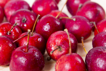 background of red apples red Ranetok