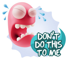 3d Illustration Sad Character Emoji Expression saying Don't do t