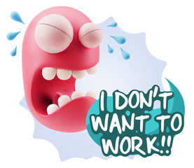 3d Illustration Sad Character Emoji Expression saying I Don't Wa