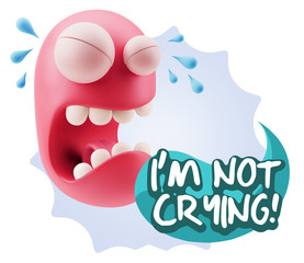 3d Illustration Sad Character Emoji Expression saying I'm Not Cr