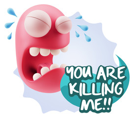 3d Illustration Sad Character Emoji Expression saying You are Ki