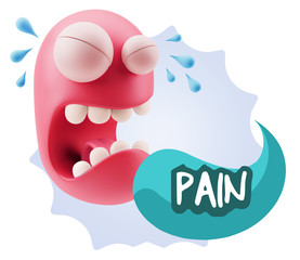 3d Illustration Sad Character Emoji Expression saying Pain with