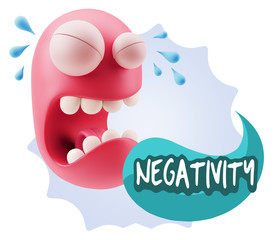 3d Illustration Sad Character Emoji Expression saying Negativity