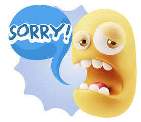 3d Illustration Sad Character Emoji Expression saying Sorry with