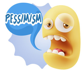 3d Illustration Sad Character Emoji Expression saying Pessimisti