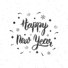 Happy New Year handmade modern brush lettering inscription. Trendy hand lettering quote, art print for posters , greeting cards design and t-shirt. Vector