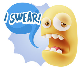 3d Illustration Sad Character Emoji Expression saying I Swear wi