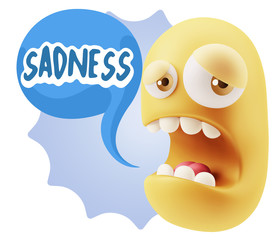 3d Illustration Sad Character Emoji Expression saying Sadness wi