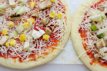 tasty Pizza with Ham Mushrooms and Cheese