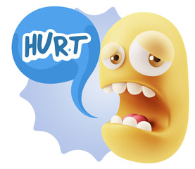 3d Illustration Sad Character Emoji Expression saying Hurt with