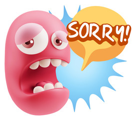 3d Illustration Sad Character Emoji Expression saying Sorry with