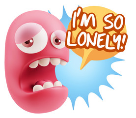 3d Illustration Sad Character Emoji Expression saying I'm so Lon